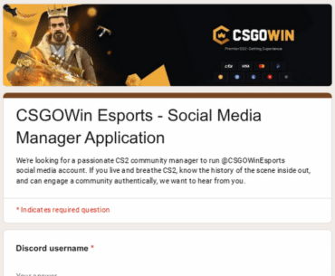 CSGOWin is hiring a CS2 Social Media Manager for our esports account
