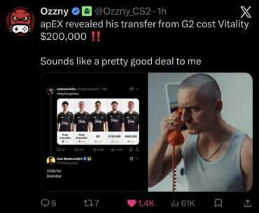 apex cost revealed (from G2 bench to VIT)