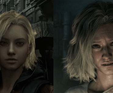 Grace's face shown in DLSS 5 video vs how she looks in-game