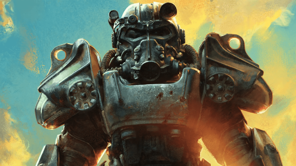 Promotional art from Fallout 4, showing the T-60 Power Armor.