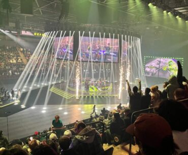 The view from the stands in Agganis Arena, in Boston, for the 2026 Rocket League Championship Series. (Courtesy Jonathan D. Fitzgerald)