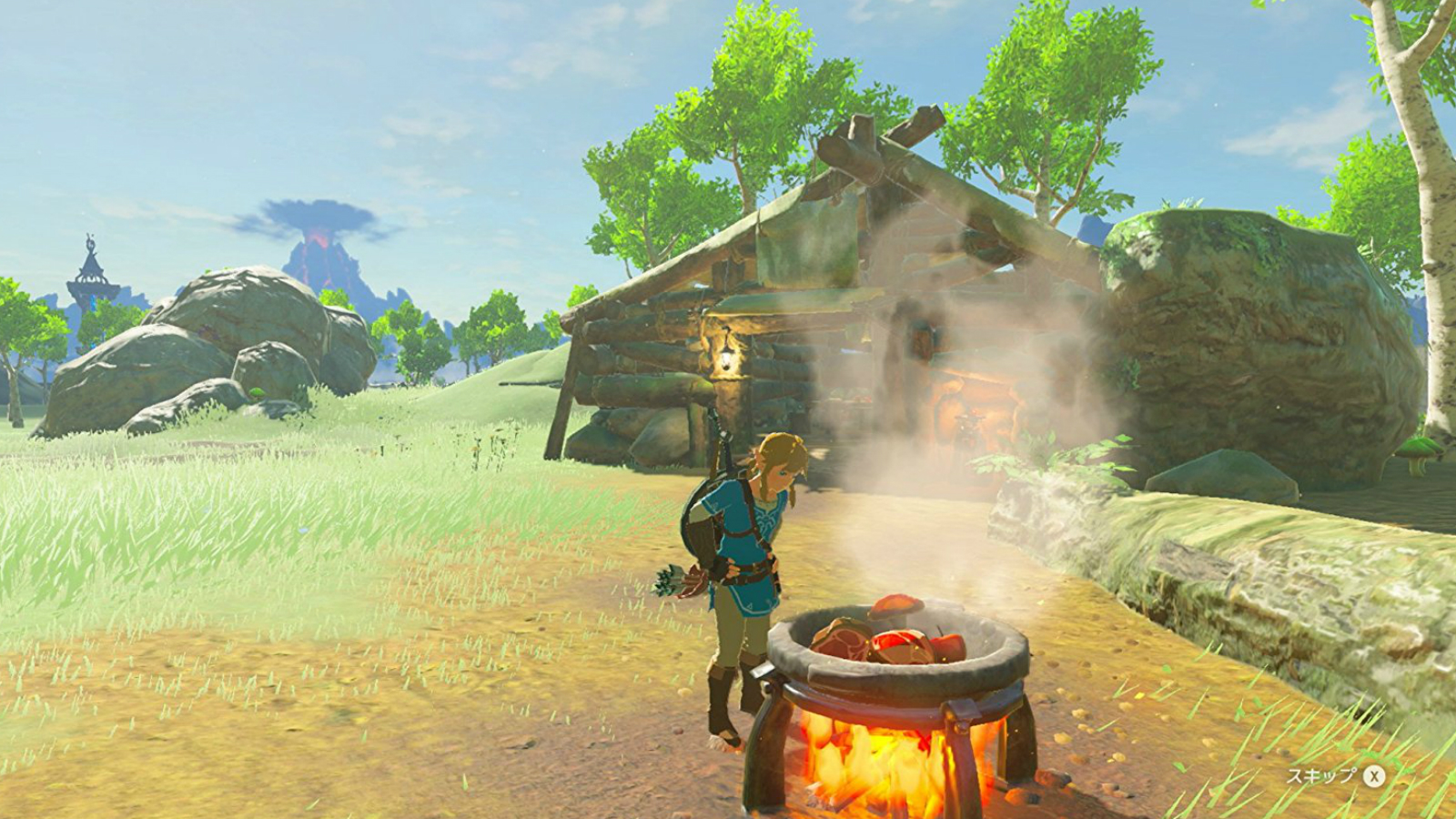 Link cooking in Zelda Breath of the Wild