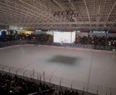 The MongolZ watch party at a hockey arena in Ulaanbaatar.