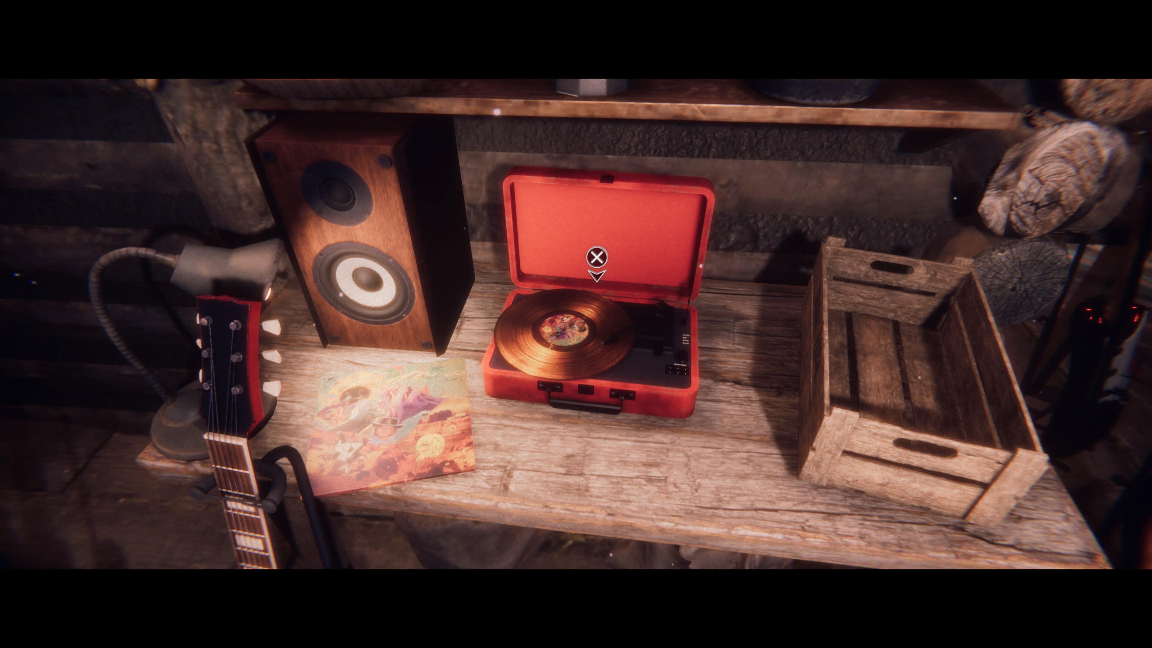 Screens of a horror video game set in a forest