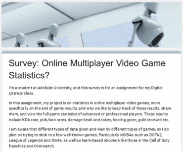 [COD] University assignment of online multiplayer video games and the post-game stats that come with it