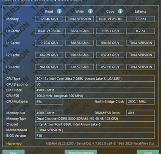Intel 265k scores