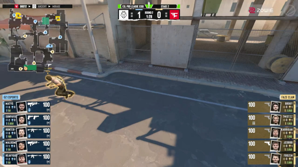 Faze kicked the ball all the way from T-spawn to short