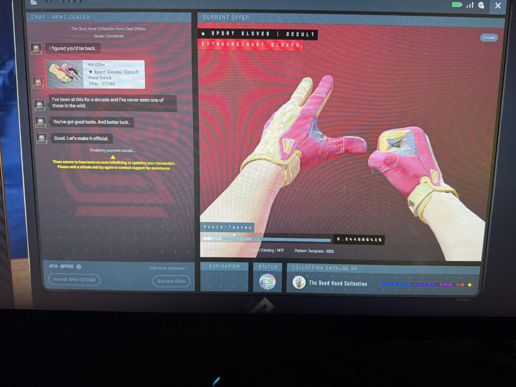 Can’t buy the skin from terminal..