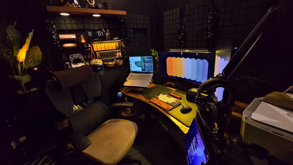 Cramming my new company laptop into my work station