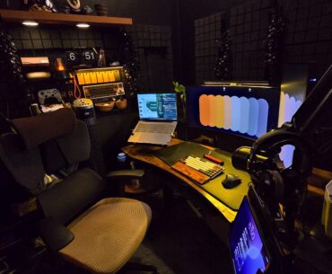 Cramming my new company laptop into my work station