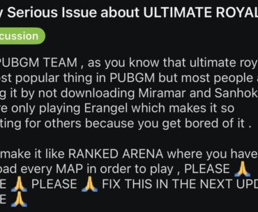 Posting again , please PUBG , do it before season starts . Let us enjoy all 3 maps .