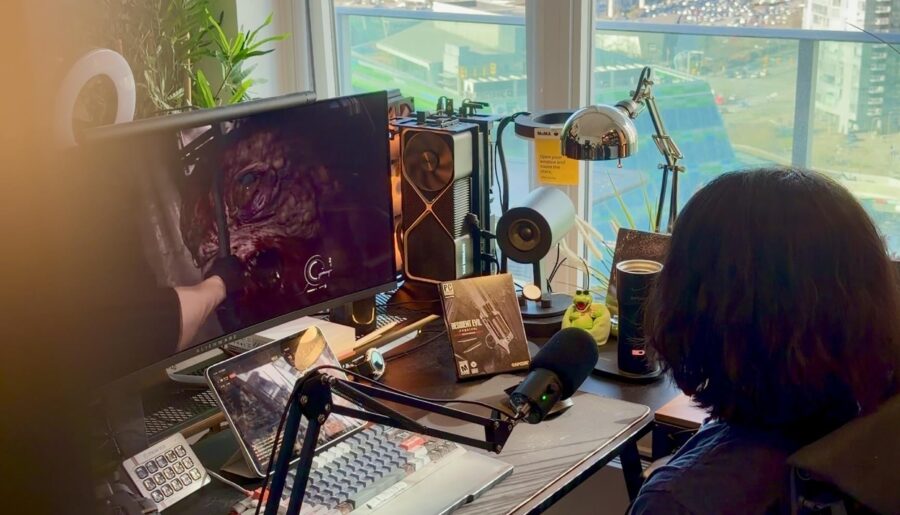 Playing Resident Evil Requiem at my Battlestaion