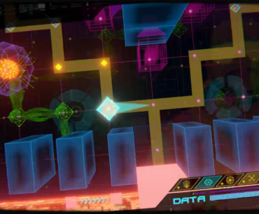 Cyberpunk aesthetics, rhythm gameplay and a hostile digital world trying to stop you.