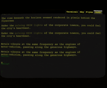 Making a cyberpunk game experienced through a Terminal screen like the Matrix