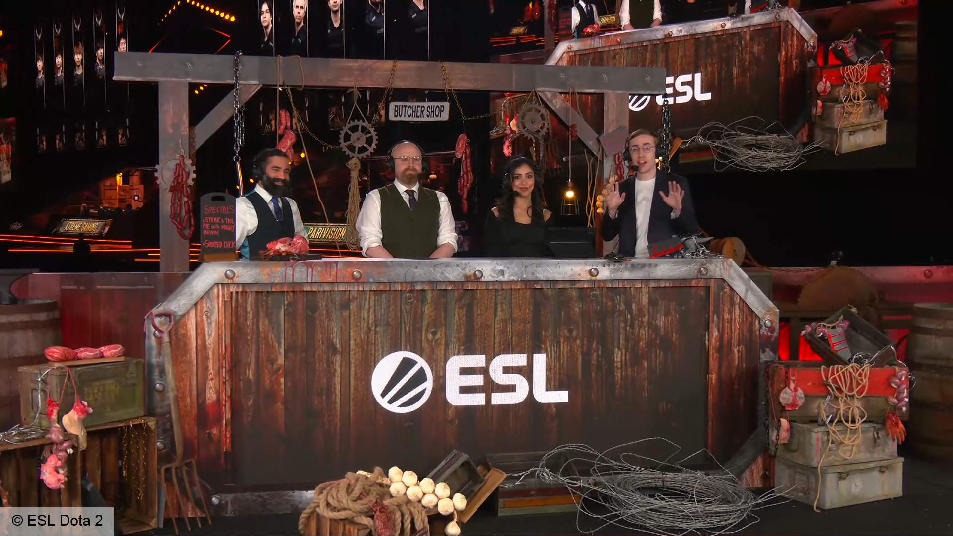 dota-2-esl-one-birmingham-2026-caster-desk Dota 2 ESL One Birmingham 2026 - The caster desk.