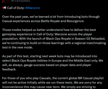 Black Ops Royale lobbies will feature bots in selected regions (Europe/Middle East)