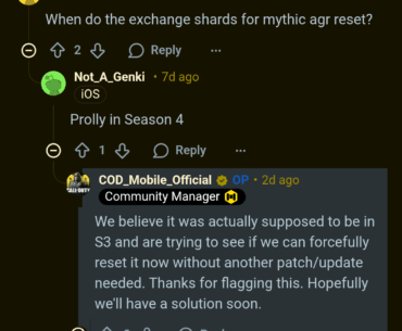 Mythic AGR Shards Exchange reset update
