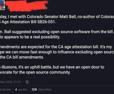 CEO of system76 and founder of Pop_os is trying to get an amendment pushed to ensure age attestation doesn’t go into open source operating systems.