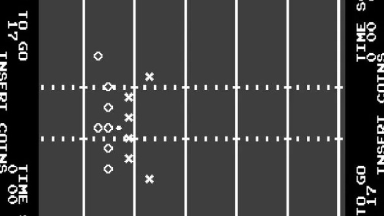 Circles and x's representing different football teams line up against each other in "Football" (1978)