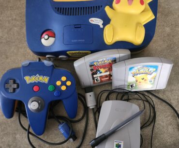 My Pikachu Edition Nintendo 64. The first console I ever owned. Games are: Pokémon Stadium and Hey You, Pikachu!