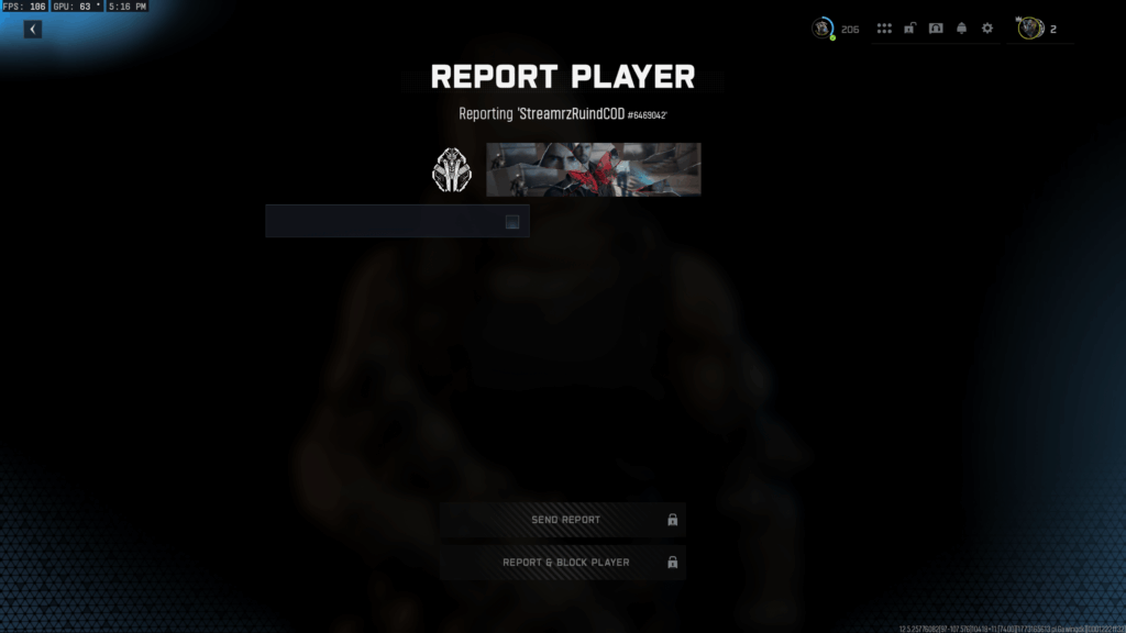 Cheater in Warzone, posting here because they did the Report Glitch.