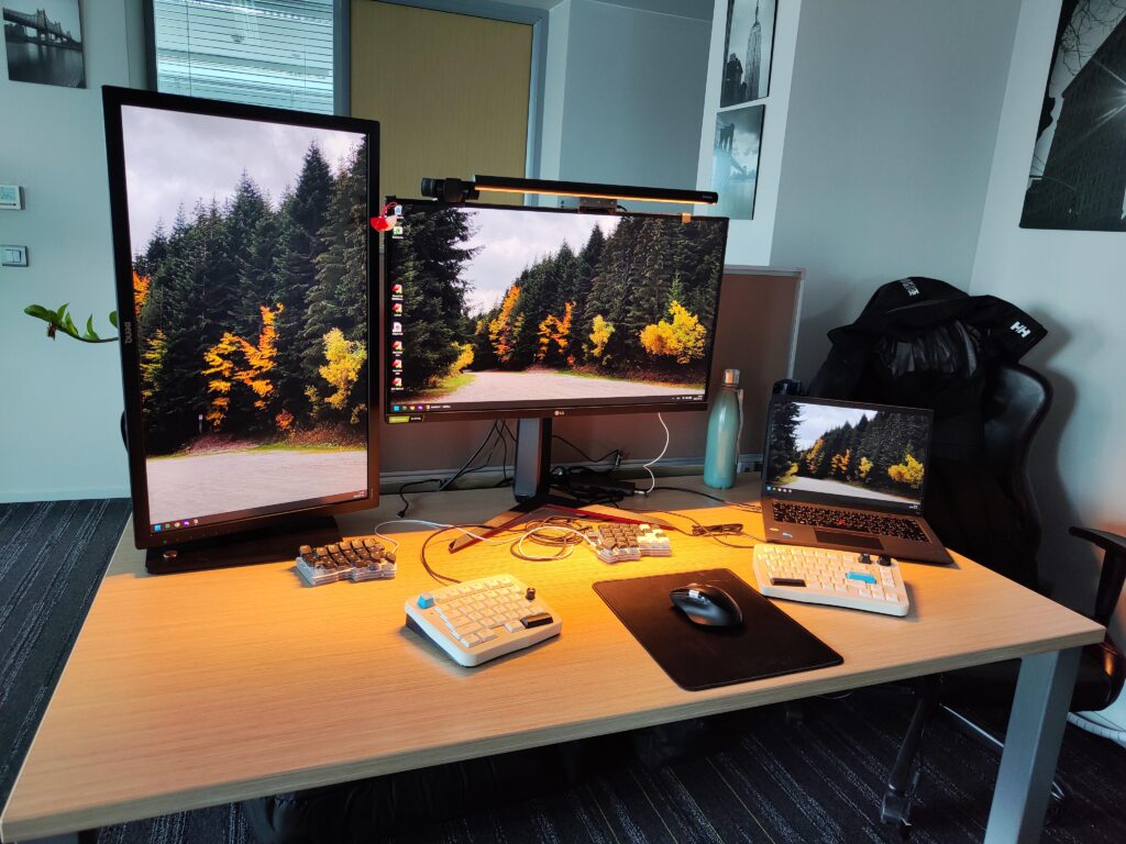 Office setup with split keyboards