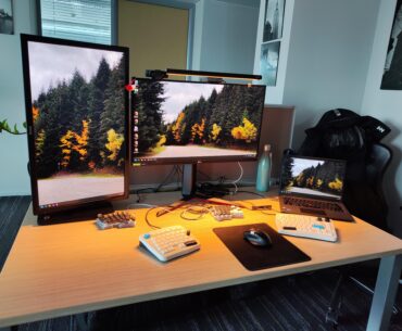 Office setup with split keyboards