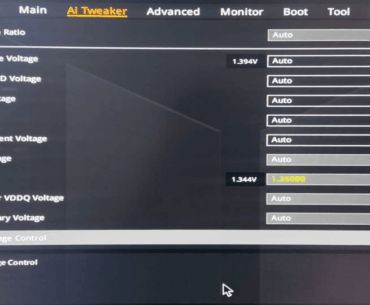 actual vcore on ASUS 760M shows 1.394V. There is an option to offset - and +. What is the ideal voltage? Would 1.100V work ?