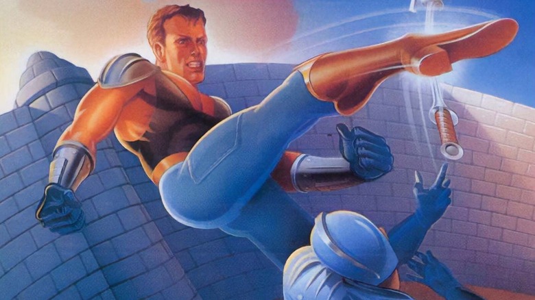 Aarzak kicks a sword out of a soldier's hands on the cover art for "Last Battle" (1989)