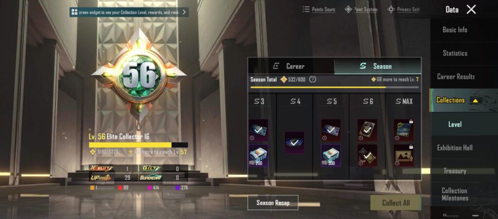 When is the season collection rewards resetting?