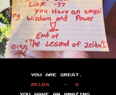 Didn't have a camera in '88, so wrote the ending of Zelda on a cue card