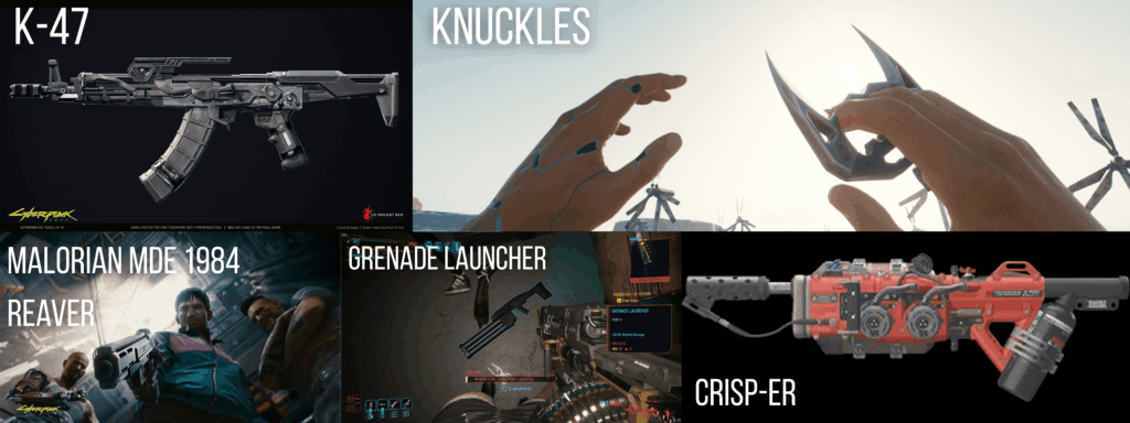 Some of the Cut and Removed Weapons