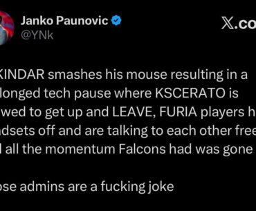 ynk reaction to tech pause during Falcons vs Furia game