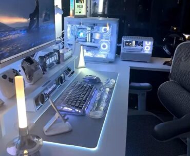 Clean white & icy blue gaming setup 🔥