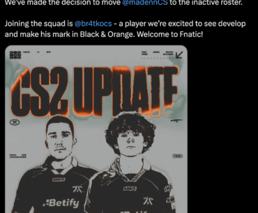 Fnatic bench maden, sign br4tko from Lazer Cats