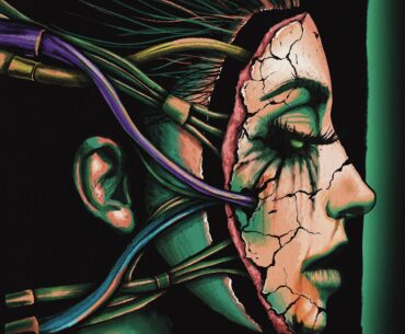 Wired, a digital drawing by me. Indirectly inspired by Neuromancer.