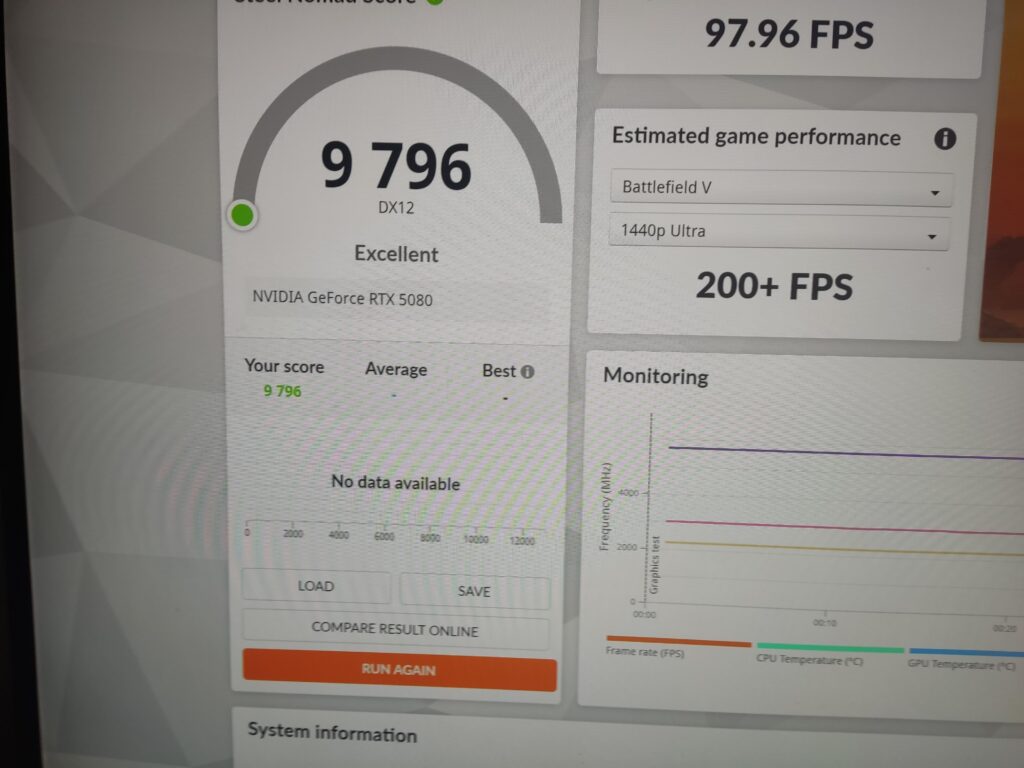 A new personal record. ) 9796 points in 3dmark steel nomad at 4k with my i-9-14900kf  and my rtx 5080 with a little help from GPU Tweak.
