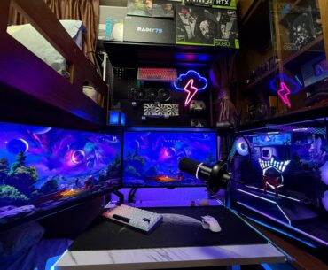 Work in progress battle station, didn’t have much space in my room