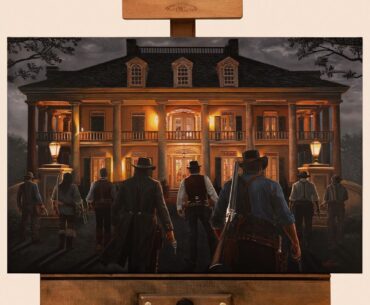 My Oil Painting of the RDR2 gang outside Braithwaite Manor is complete!