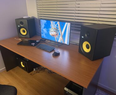 I haven’t had a desk in four years, but here’s my new setup. It’s a work in progress.