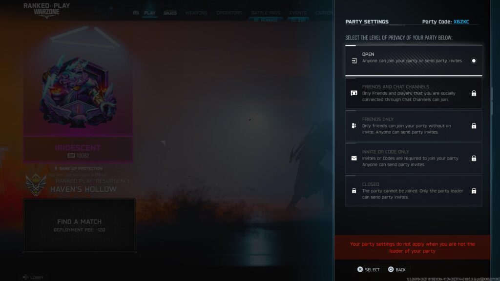 Why can’t I change my party settings?