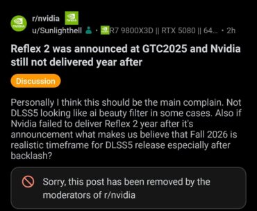 Nvidia sub is in full damage control mode, I guess they want us forget about Reflex 2