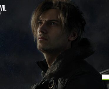 a screenshot of leon kennedy from resident evil requiment after turning on nvidia dlss effect