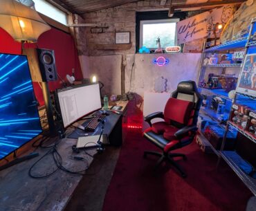Turned an uninsulated, exposed-brick UK garden shed into my industrial battlestation