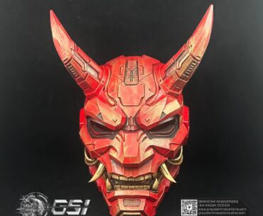 A couple of cyberpunk inspired "Oni" mask designs I made recently