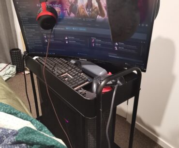 Converted a kitchen caddy to a mobile battle station (yes I now have neck problems, why do you ask?)