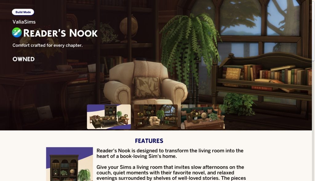 sims 4 reader's nook