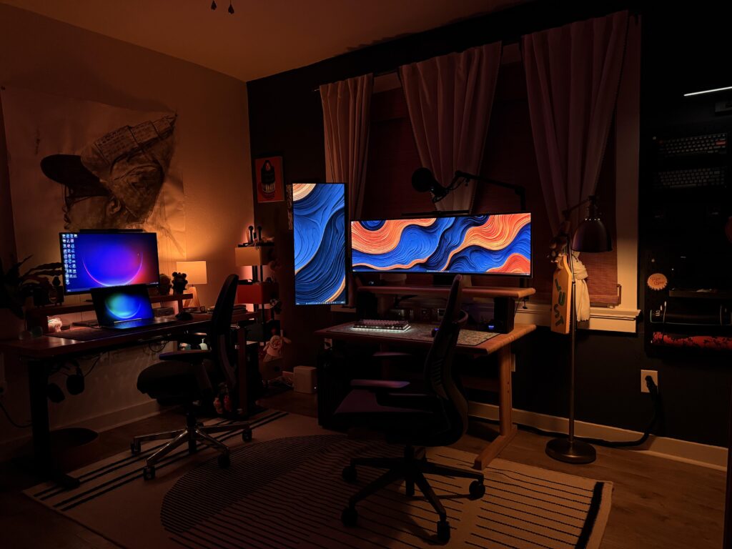 My girlfriend and I’s shared work/recreation office