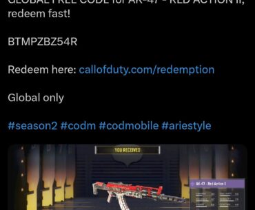 Free AK 47 Red Action 2 code for global.
