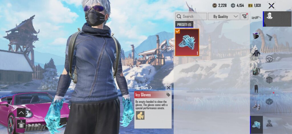 Haven't been using this gloves since it hides when holding a weapon. Hope they'll update it 😔